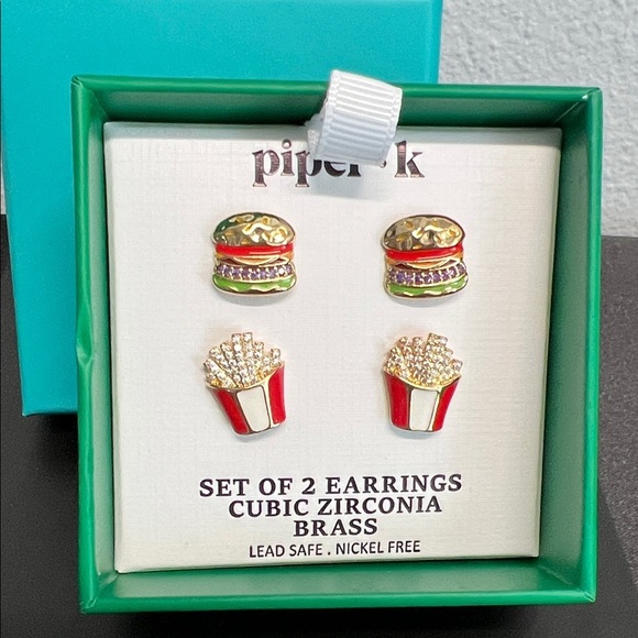 Piper Jewelry - Piper K | Fun Food Earrings Set 🍔🍟